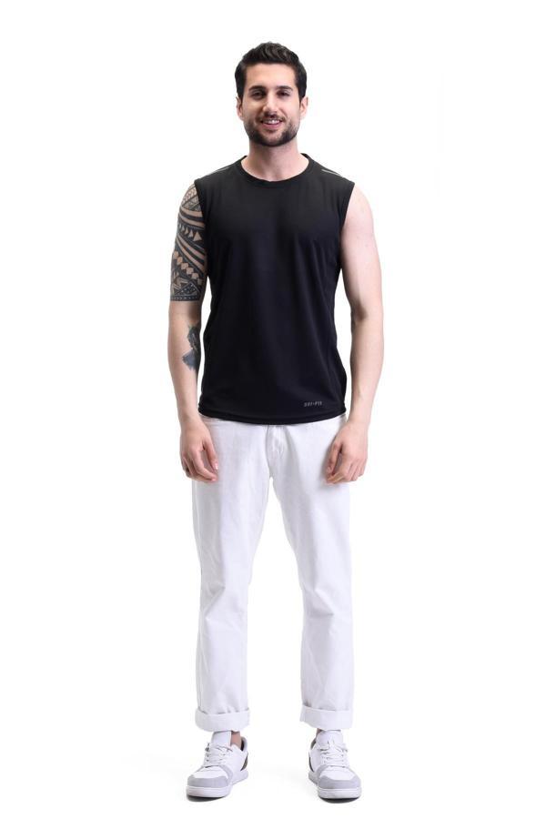 Ghassy Co. Erkek Nem Emici Hızlı Kuruma Atletik Teknik Performans Sporcu Sıfır Kol T-shirt GYM 108 - Image 1