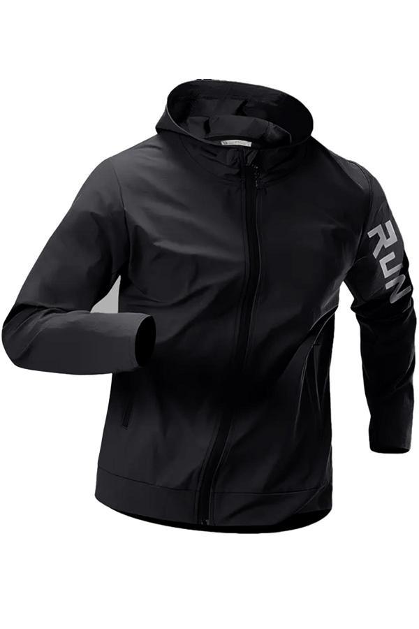 Ghassy Co.Erkek Sportif Run Baskılı Rüzgar ve Su Geçirmez File Astar Yürüyüş Spor Fitness Yağmurluk - Image 1