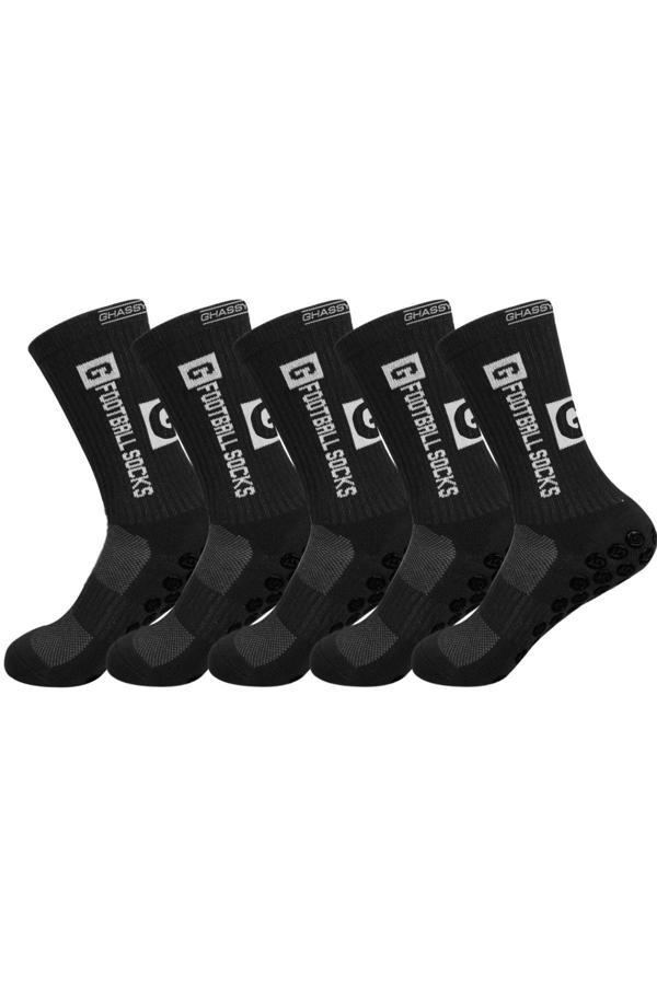 Ghassy Co. 5'li Erkek Kaydırmaz Tabanlı Futbol Koşu Fitness Pamuklu Spor Çorabı - Image 1