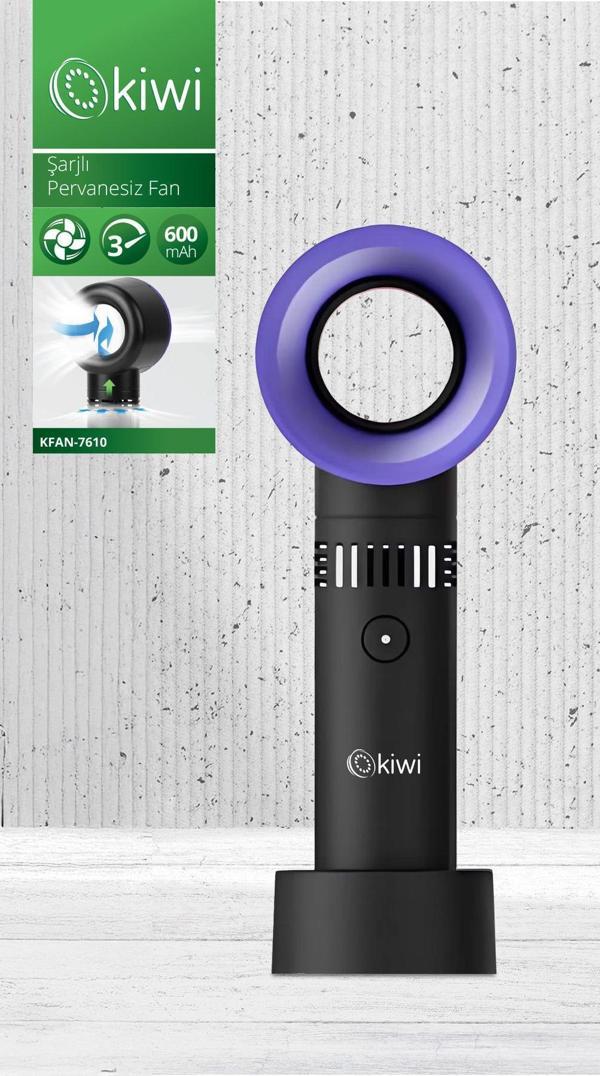 Kiwi KFAN-7610 Şarjlı Pervanesiz Taşınabilir El Fanı - Image 1