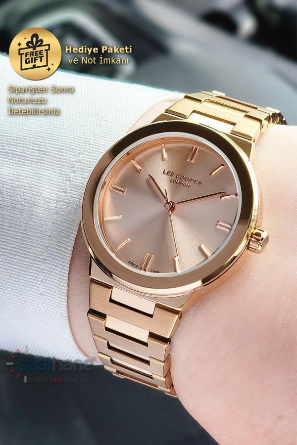Lee Cooper Orijinal Full Rose Gold Kasa Kordon Kadran Çelik Kadın Kol Saati - Image 1