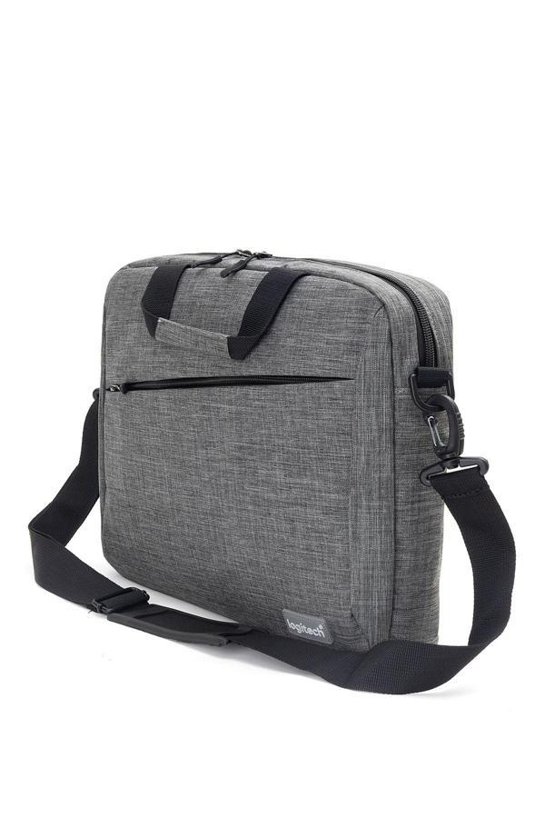 Logitech Orijinal 15.6" İnç Gri Kumaş Notebook Valiz Askılı İş Ve Günlük Laptop Bilgisayar Evrak Çantası - Image 1