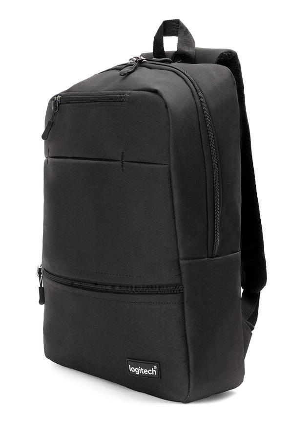 Logitech Orijinal 15.6" İnç Siyah Kumaş Laptop Bilgisayar Seyahat Günlük Okul Unisex Notebook Sırt Çantası - Image 1
