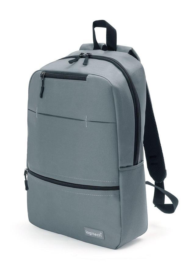 Logitech Orijinal 15.6"İnç Gri Kumaş Laptop Bilgisayar Seyahat Günlük Çok Gözlü Unisex Notebook Sırt Çantası - Image 1