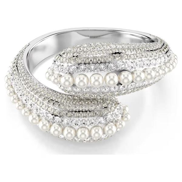 Swarovski Bilezik Sublima cuff, Statement, Crystal pearl, Round cut, White, Rhodium plated - Image 1