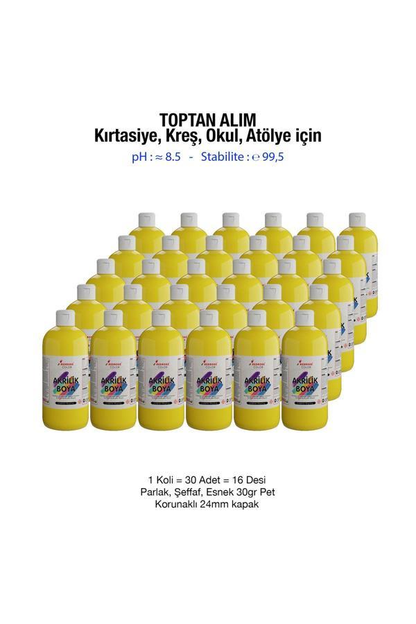 Red Rose Sarı Akrilik Boya Kırtasiye, Kreş, Okul, Atölye İçin 500Gr 30'Lu Koli - Image 1