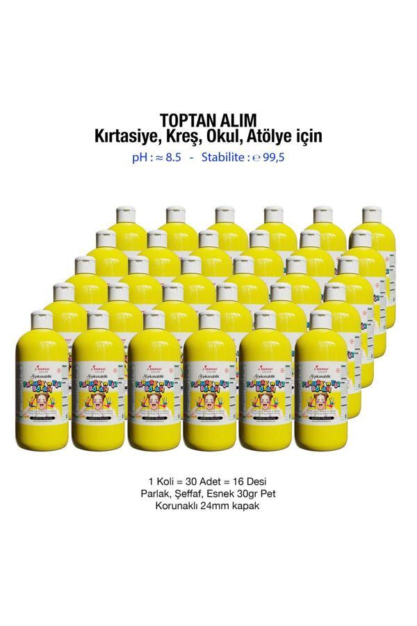 Red Rose Sarı Parmak Ve Yüz Boyası Süper Yıkanabilir Özel Formül Kırtasiye Kreş Okul İçin 500Gr 30'Lu Koli - Image 1