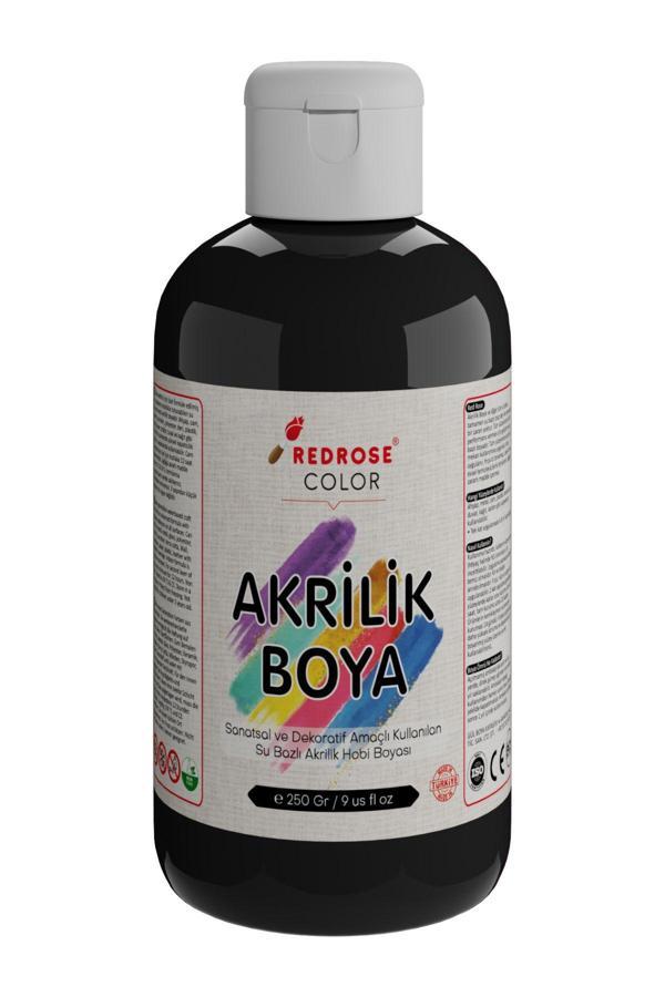 Red Rose Siyah Akrilik Boya 250Gr Sanatsal, Dekoratif, Hobi Amaçlı, Canlı Renkler - Image 1