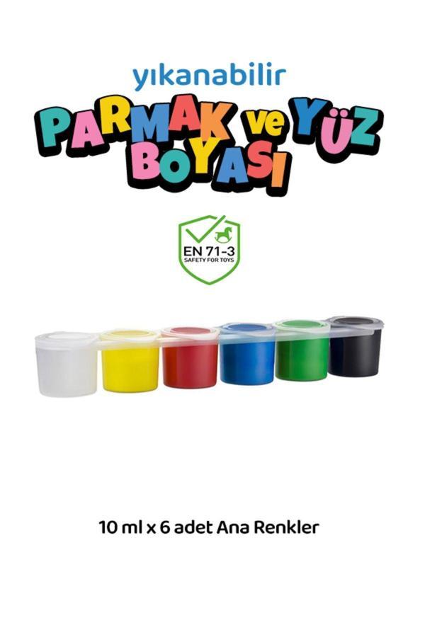 Red Rose Yıkanabilir Parmak Boyası Seti Oyun Amaçlı Toksik İçermez 6'Lı Set Ana Renkler Yüksek Kalite 6X10Ml - Image 1