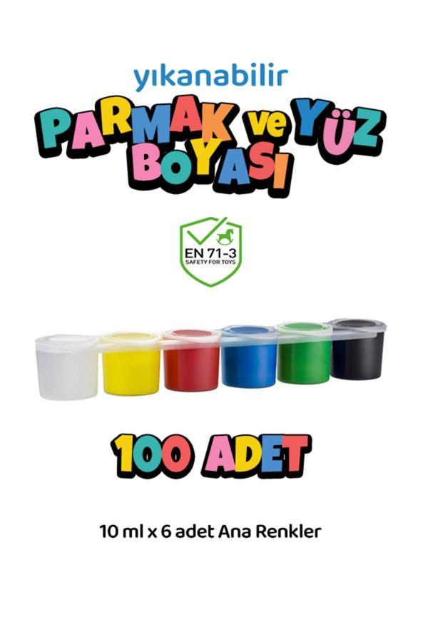 Red Rose 100 Adet Yıkanabilir Yüz Boyası Oyun Amaçlı Toksik İçermez 6'Lı Set Ana Renkler Yüksek Kalite 6X10Ml - Image 1