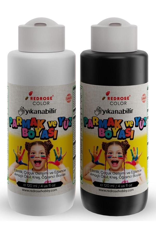 Red Rose Beyaz-Siyah Fanatik Taraftar Yüz Boyası 2'Li Set 2X120Ml Yıkanabilir, Toksik Içermez - Image 1