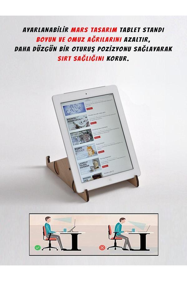 Mars Tablet Standı, Ayarlanabilir, Havalandırmalı, Çoklu Açılı  Ahşap Stand - Image 1