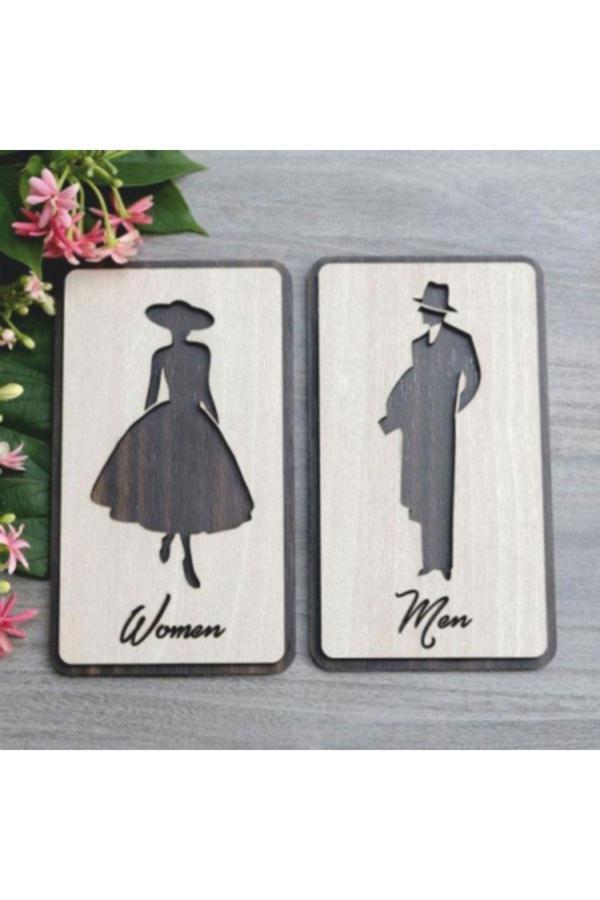 Mars Tuvalet Wc Tabelası Seti 2 Li Restorant Ve Oteller Men Woman 12Cm X 20 Cm - Image 1