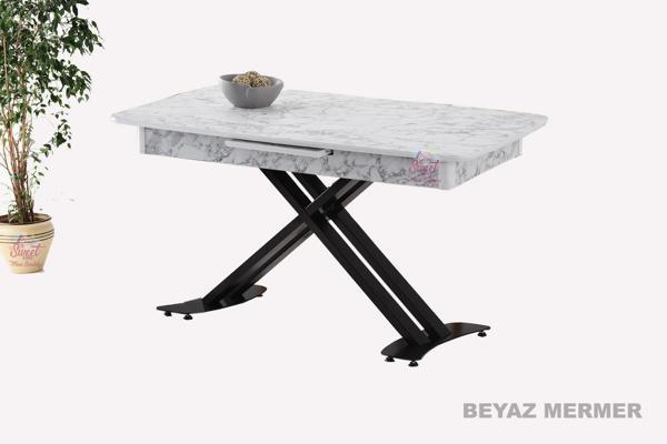 Açılır Milano Masa Mdf  X Siyah Metal Ayak  ( Ortadan Açılır ) 70x120 cm   - Image 1