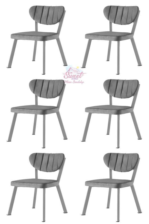 Esinti Metal Sandalye Renkli Ayak 6 Lı Set Cafe,Restaurant,Mutfak,Salon,Yemek Odası Sandalyesi  - Image 1