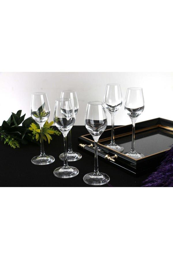 Plt Design Lav - Zarif 6 Parça Kristal  Kahve Yanı Su Bardağı - Image 1