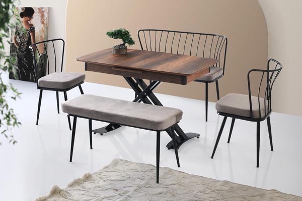 Milano Açılır Mdf X Ayak Masa Güneş Bench Takım - Image 1