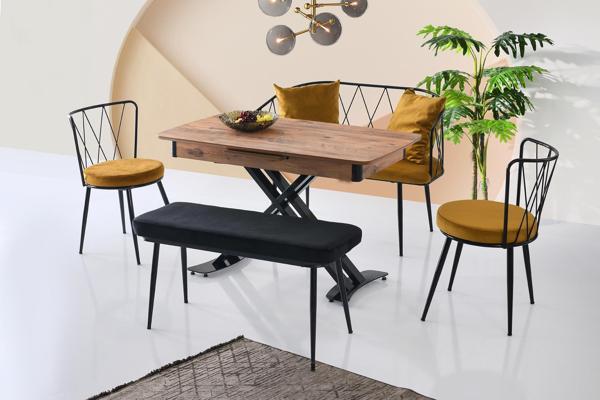 Milano Açılır Mdf X Ayak Masa Yıldız Bench Takım - Image 1