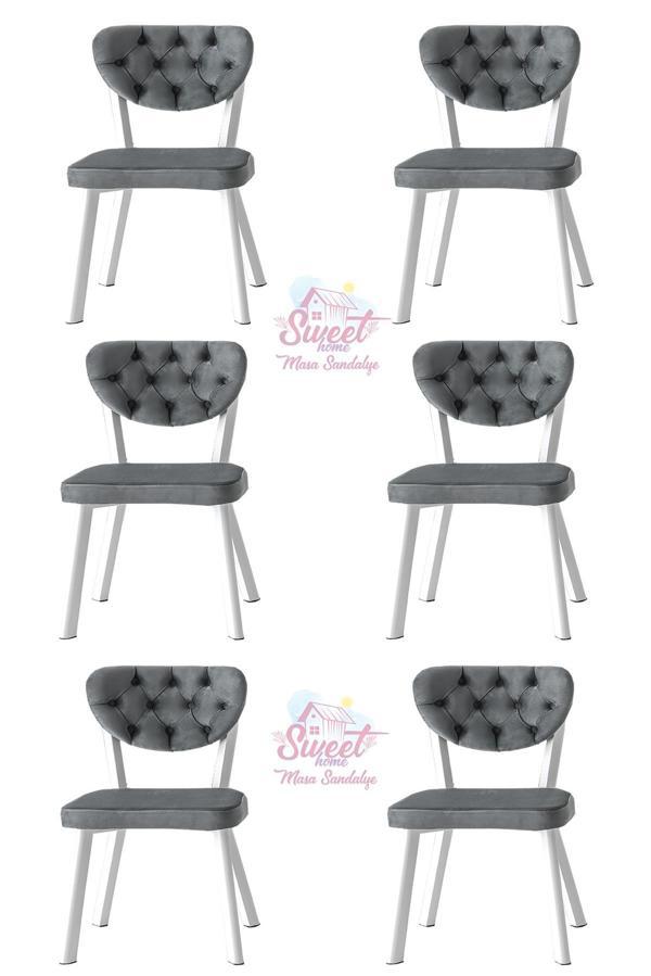 Simge Metal Sandalye Renkli Ayak 6 Lı Set Cafe,Restaurant,Mutfak,Salon,Yemek Odası Sandalyesi  - Image 1
