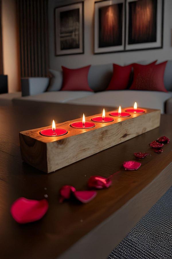 Celestia Mumlar Dahil, Mumluk Dekoratif Masif Ahşap 5'Li Tealight Mumluk | El Yapımı, Bohem & İskandinav Tarz - Image 1