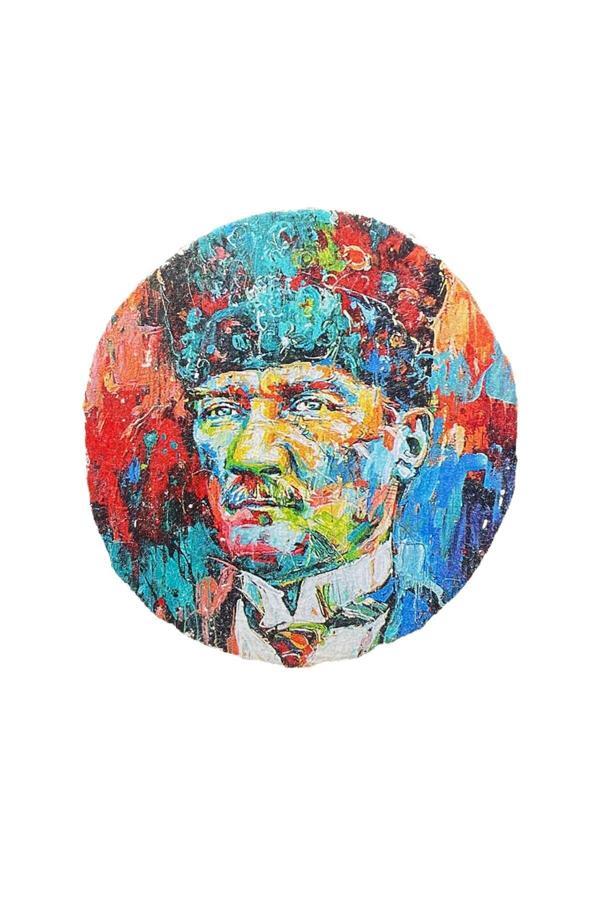 Celestia Pop Art Atatürk 02 El Yapımı Ahşap Baskısı Duvar Süsü Dekoratif Doğal Rustik Cafe Süsü Hediyelik - Image 1