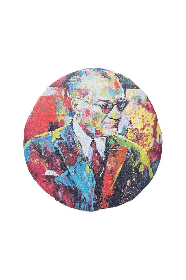 Celestia Pop Art Atatürk 04 El Yapımı Ahşap Baskısı Duvar Süsü Dekoratif Doğal Rustik Cafe Süsü Hediyelik - Image 1
