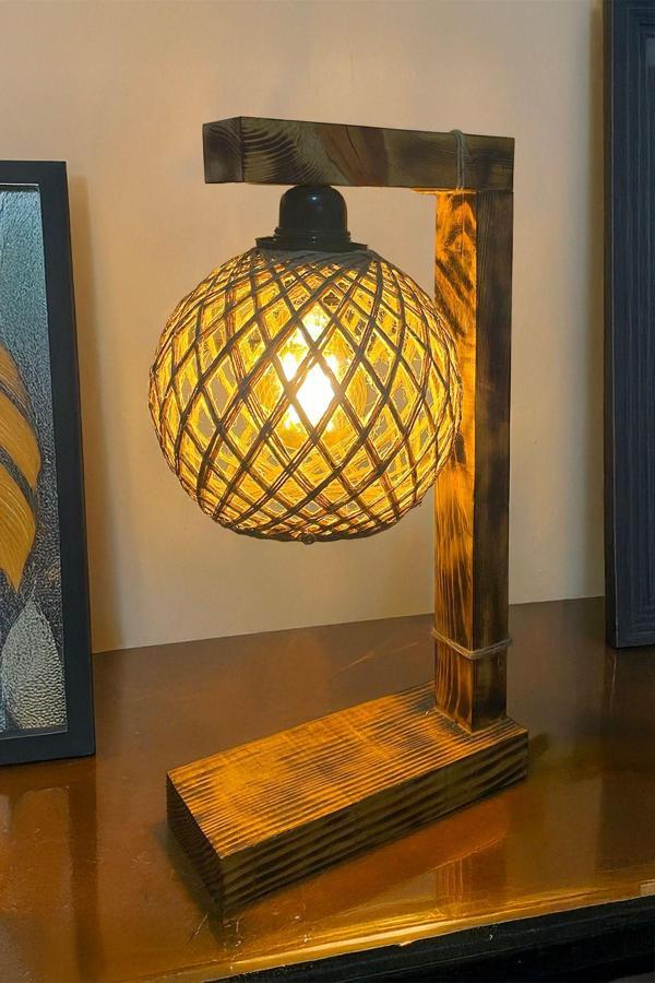 Celestia Rustik Abajur Ahşap Masa Lambası Dekoratif Gece Lambası, Doğal Ahşap İskandinav, Yatak Odası, Salon - Image 1