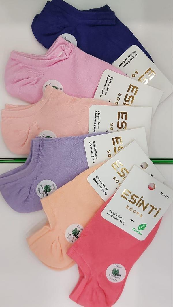 ESİNTİ BAYAN BAMBU SNECKER ÇORAP 6 ADET - Image 1