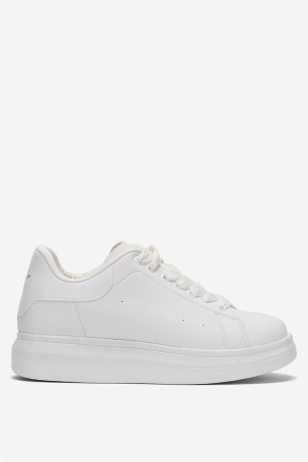 Unisex Yüksek Taban Günlük Spor Sneaker Ayakkabı BEYAZ - Image 1