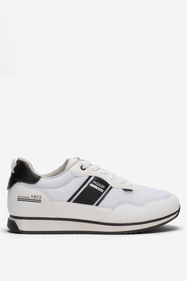 Erkek Günlük Sneaker Spor Ayakkabı BEYAZ - SİYAH - Image 1