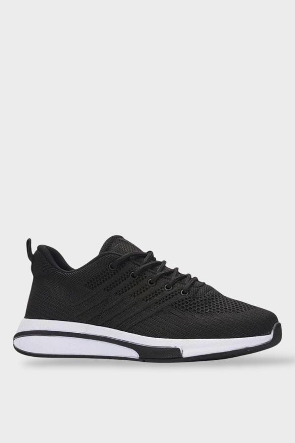 Unisex Yazlık Triko Spor Ayakkabı SİYAH BEYAZ - Image 1