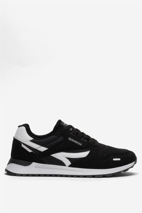 Erkek Ortopedik Günlük Yürüyüş Koşu Sneaker Spor Ayakkabı SİYAH - BEYAZ - Image 1