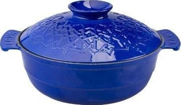 Lava Yuvarlak Tencere 26 cm Demir Döküm Tencere Majolica Mavi - Image 1