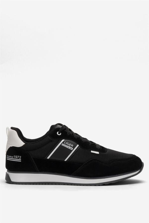 Erkek Günlük Sneaker Spor Ayakkabı SİYAH - BEYAZ - Image 1