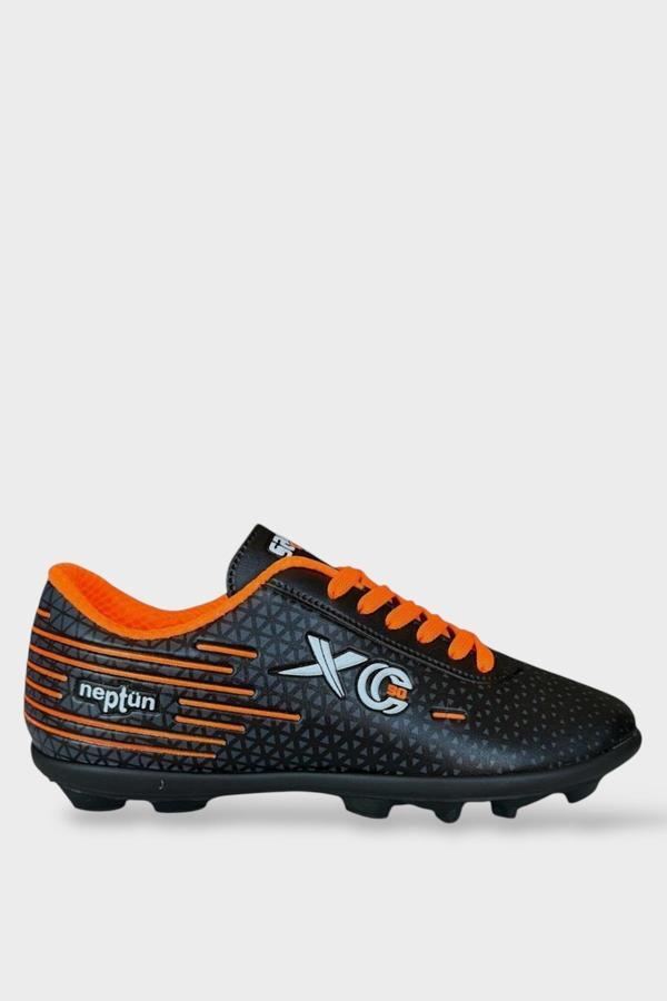 Erkek Krampon Dişli Futbol Ayakkabısı SİYAH - TURUNCU - Image 1