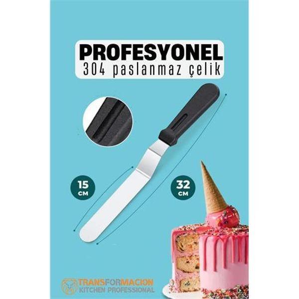 Modacar Pasta Spatulası Profesyonel 304 Paslanmaz Çelik 32 Cm - Image 1