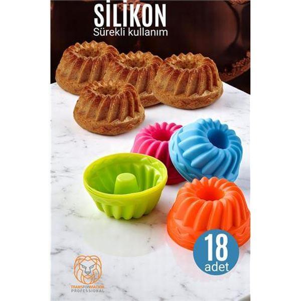 Modacar Silikon Göbekli Muffin CupCake Kalıbı - Sürekli Kullanım Muffin Kek Kalıbı 18 ADET - Image 1