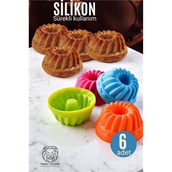 Modacar Silikon Göbekli Muffin CupCake Kalıbı - Sürekli Kullanım Muffin Kek Kalıbı 6 ADET - Image 1
