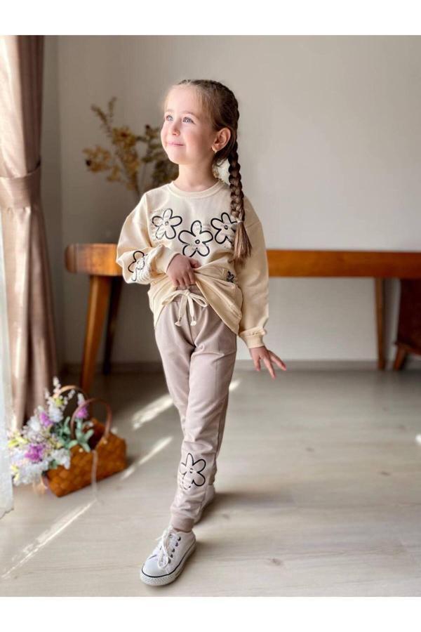 Lav Mer Kids Çiçekli Kanguru Cepli Kız Çocuk 2'Li Takım - Image 1