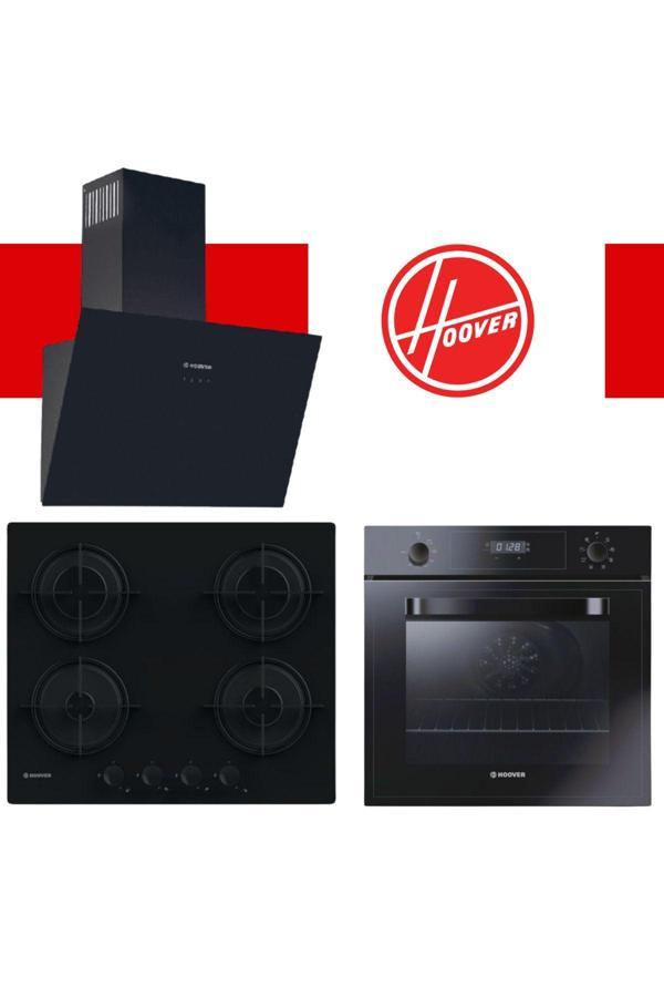 Hoover Siyah Cam Ankastre Set (Hdg6C2Gbtk Davlumbaz, Hvw6Mbb Ocak, Hot3051Bı/E Fırın) - Image 1