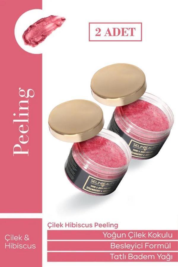 Selin Beauty Çilek - Hibiscus El ve Vücut Peeling 2 li Set - Image 1