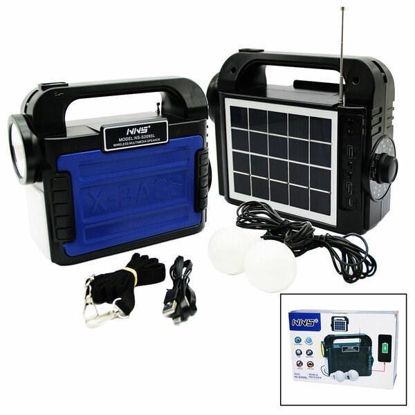 Solar Enerji El Feneri Radyo Bluetooth Mp3 Powerbank 2 Ampul Kamp Aydınlatma - Image 1