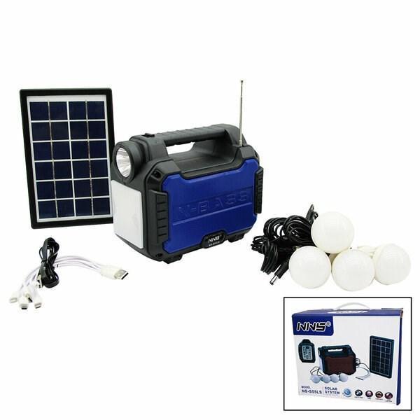 Solar Enerji El Feneri Radyo Bluetooth Mp3 Powerbank 4 Ampul Kamp Aydınlatma - Image 1