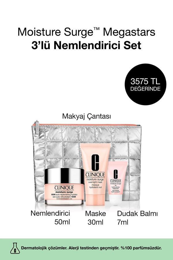 Clinique Moisture Surge™ Megastars 3 Ürünlü Nemlendirici Seti - Yüz Kremi 50Ml, Maske 30Ml, Balm 7Ml, Çanta - Image 1