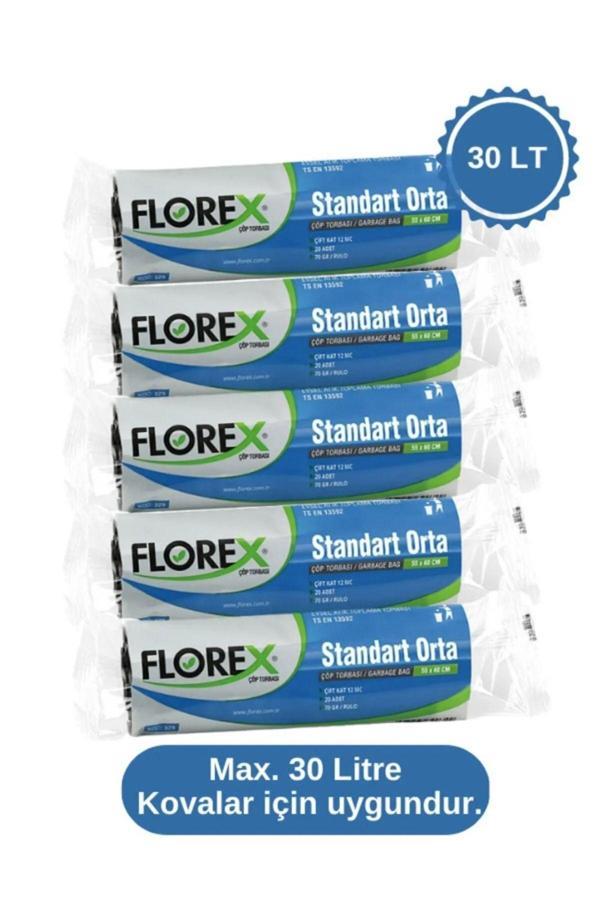 Tbyshop 5 Rulo 100 Adet Siyah Standart Orta Boy Ekstra Kalın Çift Kat 13 Mc 55X60 400 Gram Max. 30 Lt. - Image 1