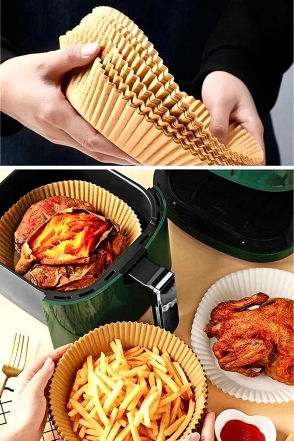 Tbyshop 50 Adet Airfryer Uyumlu Pişirme Kağıdı Yuvarlak Tabak Model Yağlı Kağıt - Image 1