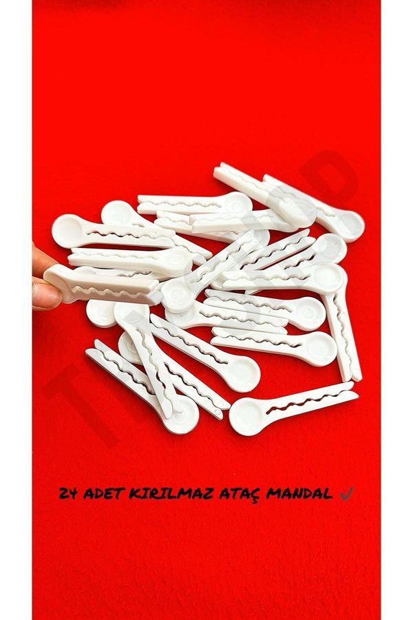 Tbyshop Rüzgar Geçirmez Ataç Mandal Kırılmaz İz Bırakmaz Çamaşır Mandalı Şipşak Mandal 24 Adet - Image 1