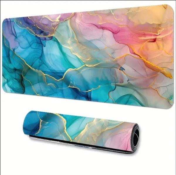 70X30 CM  RENKLİ MERMER TEMALI KAYDIRMAZ TABAN SPEED YÜZEY OYUNCU MOUSE PAD GAMİNG - Image 1