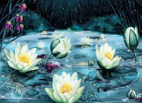 Nova Puzzle 1000 Parça Yıldızlı Gecede Lotus Çiçekleri  - Image 1