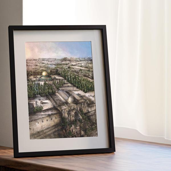 Çerçeveli Dijital Filistin Aksa Cami Duvar Dekoru 30*40 P00005 - Image 1